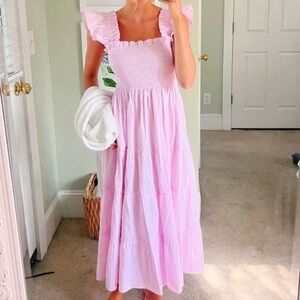 Hill House Ellie Nap Dress Pink Gingham S Midi